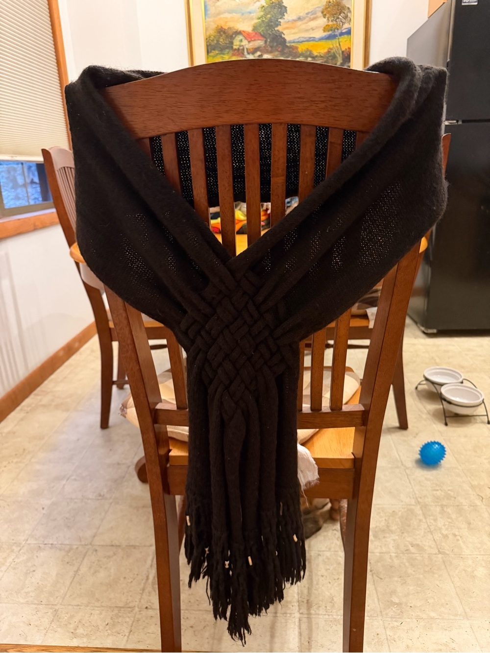 Black Woven Fringe Throw Scarf - Home Accents